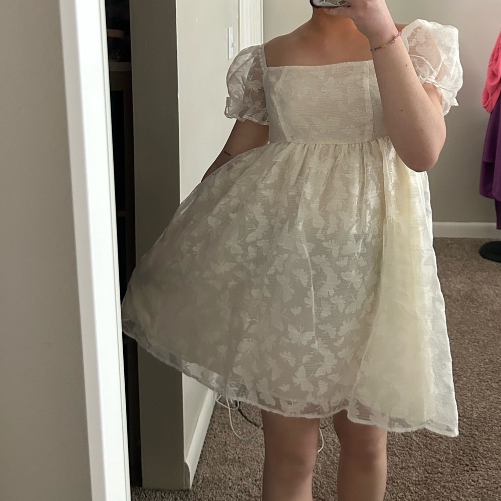 Puff Sleeve Butterfly Schiffy Dress
